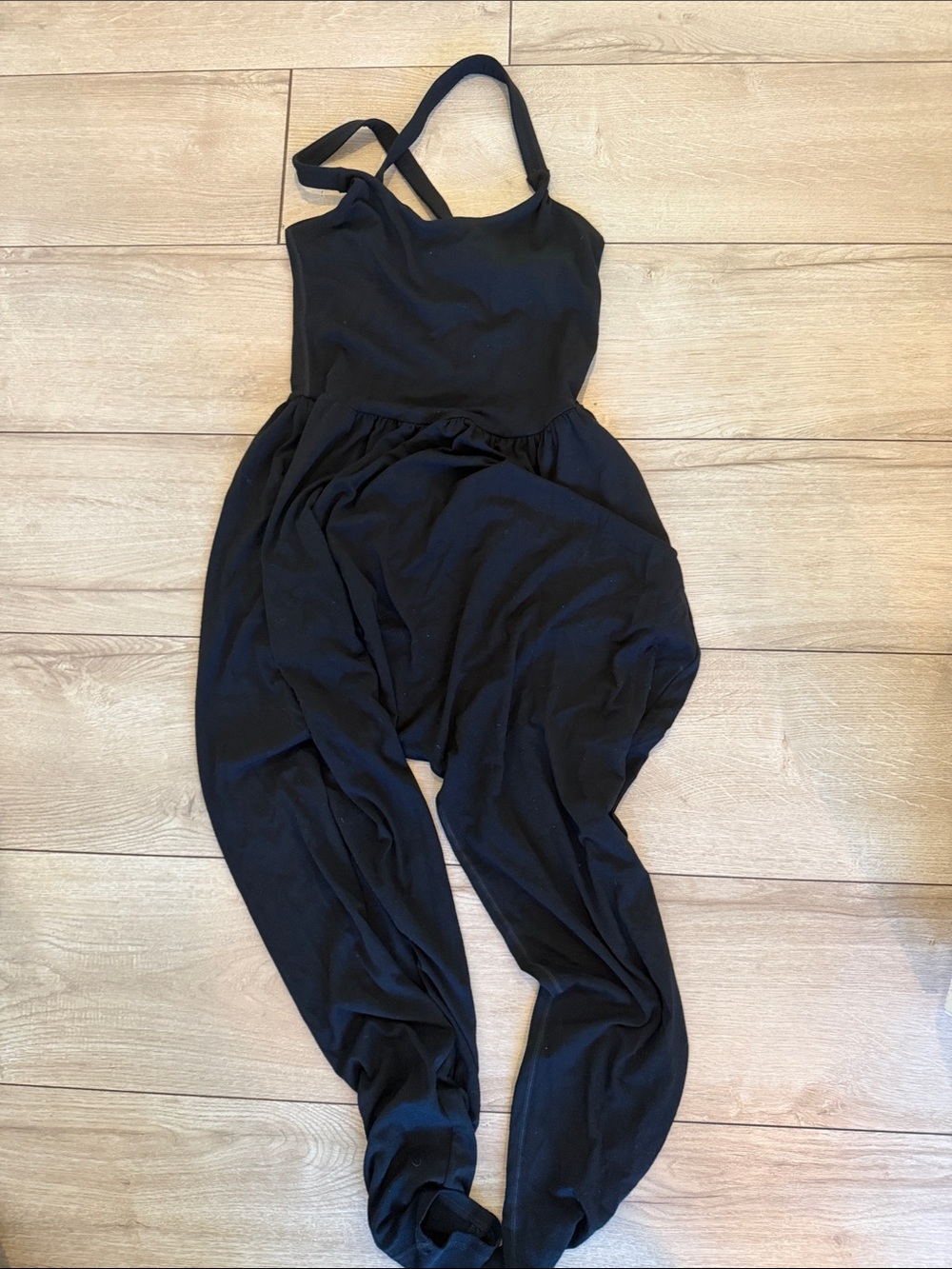 Sleeveless Black Harem Jumpsuit with Slim Straps
